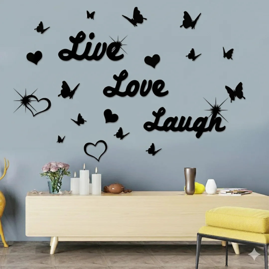3D Acrylic Mirror Butterfly Black