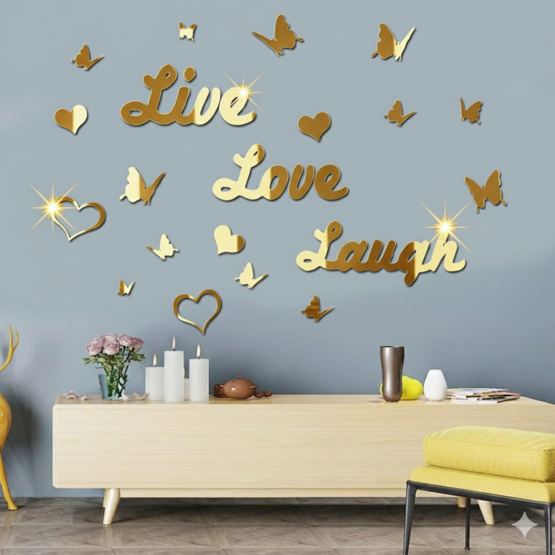 Arcdew 3D Acrylic Mirror Butterfly Stickers | Love Live Laugh Wall Decal