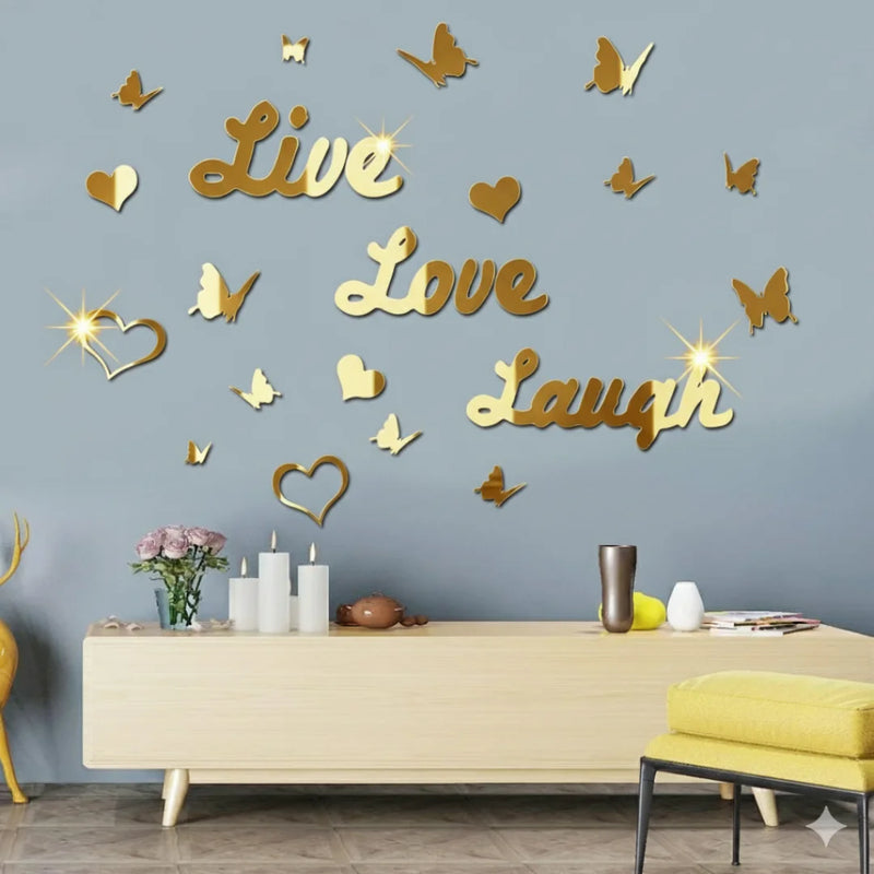 3D Acrylic Mirror Butterfly Gold