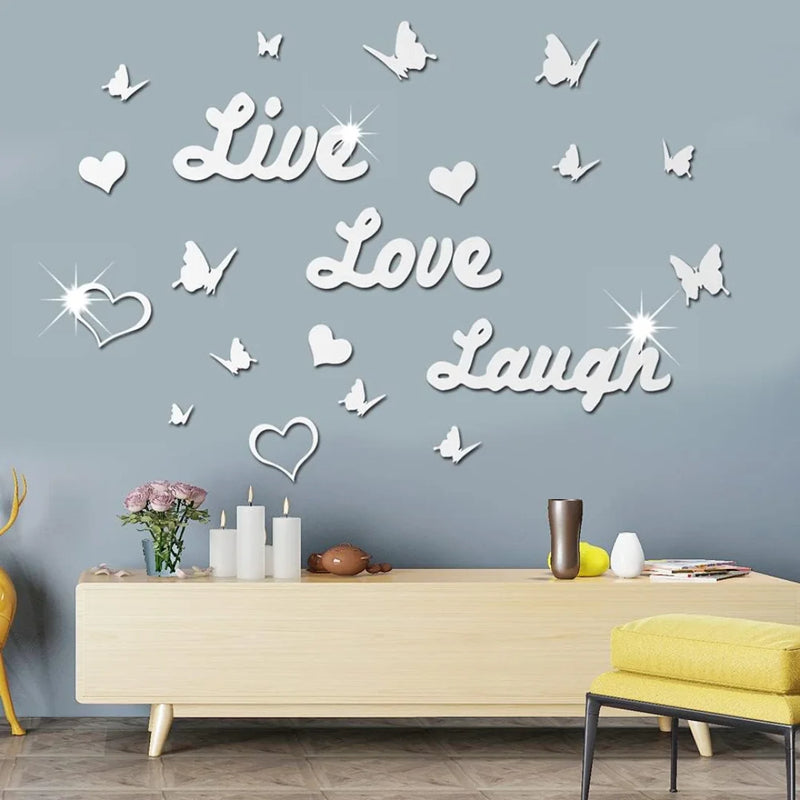 3D Acrylic Mirror Butterfly Silver 1