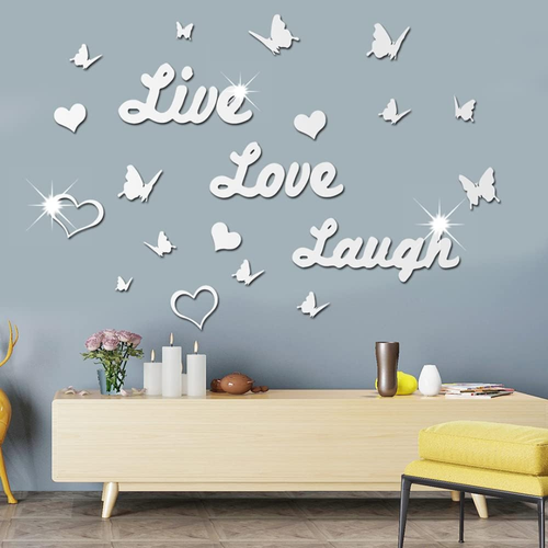 3D Acrylic Mirror Butterfly Stickers | Love Live Laugh Wall Decal