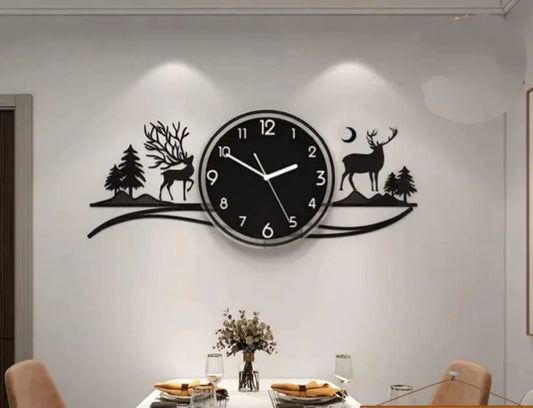 Arcdew 3D Deer Wall Clock | Acrylic Decorative Wall Art for Home & Living Room in UAE
