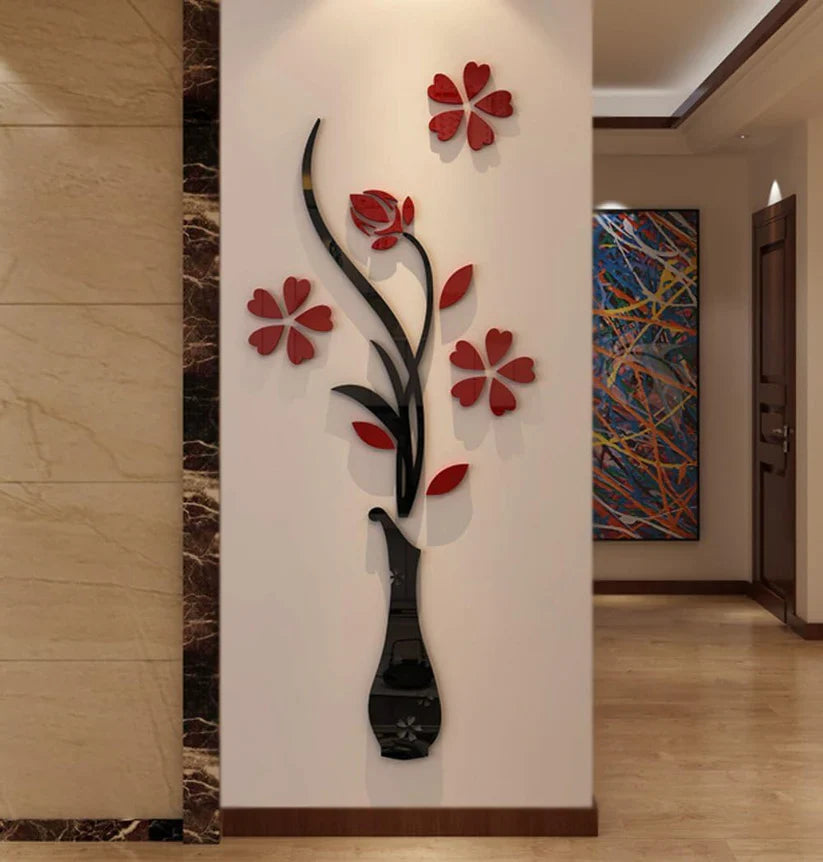 Arcdew Acrylic 3D Vase Plum Wall Stickers – Living Room & Bedroom Wall Décor in UAE