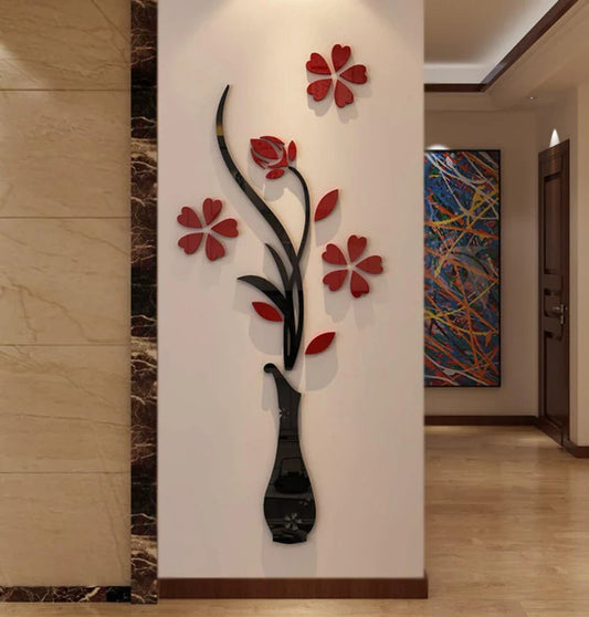 Arcdew Acrylic 3D Vase Plum Wall Stickers – Living Room & Bedroom Wall Décor in UAE