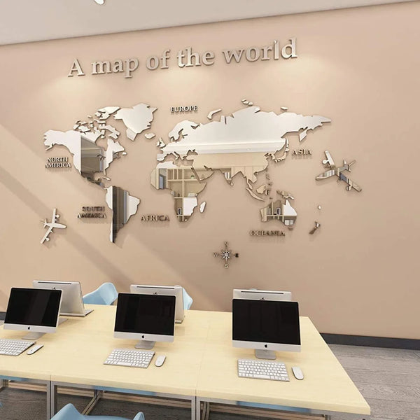 Acrylic 3D World Map Wall Decor | Large Office & Home Decoration in UAE