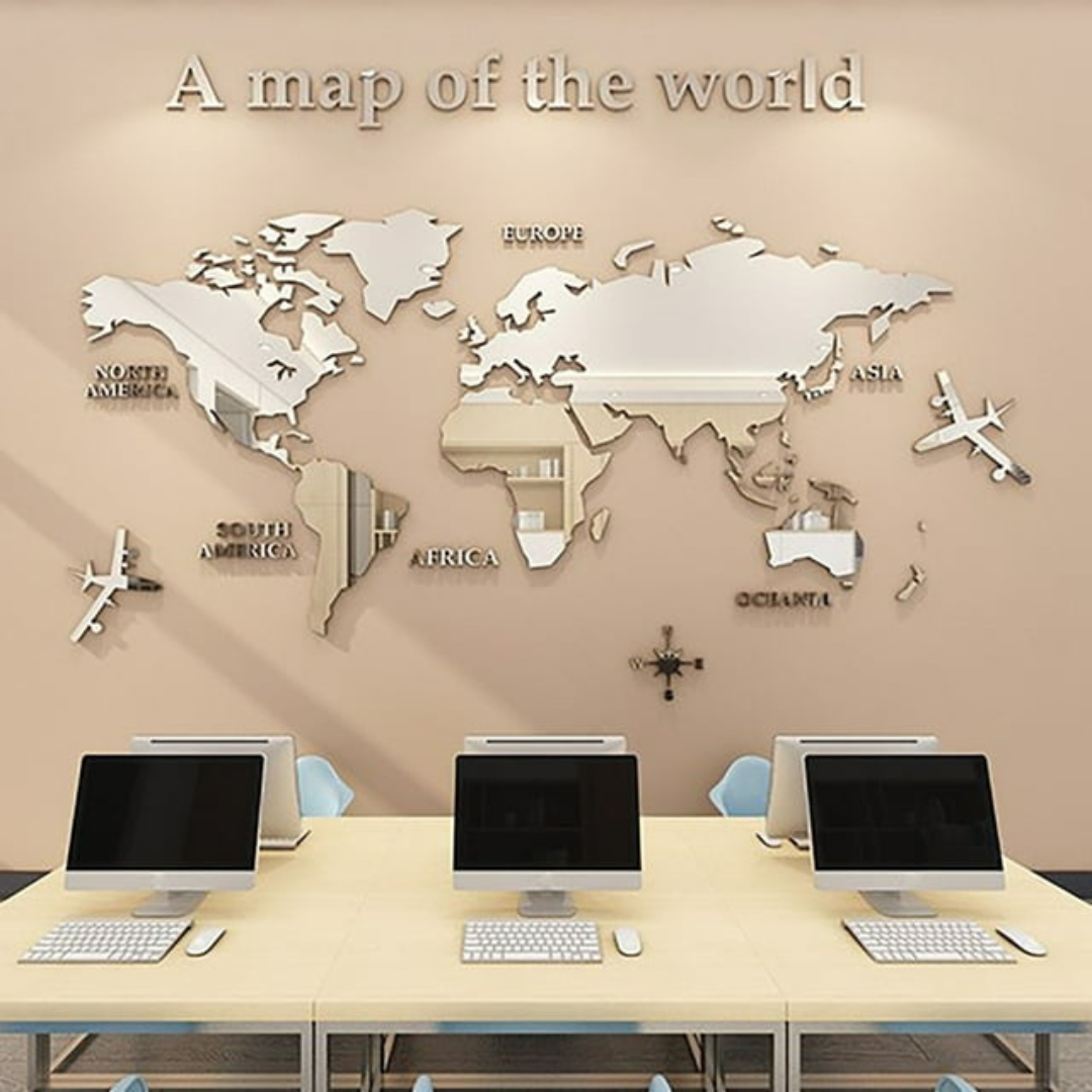 Arcdew Acrylic 3D World Map Wall Decor – Large Office & Home Decoration i