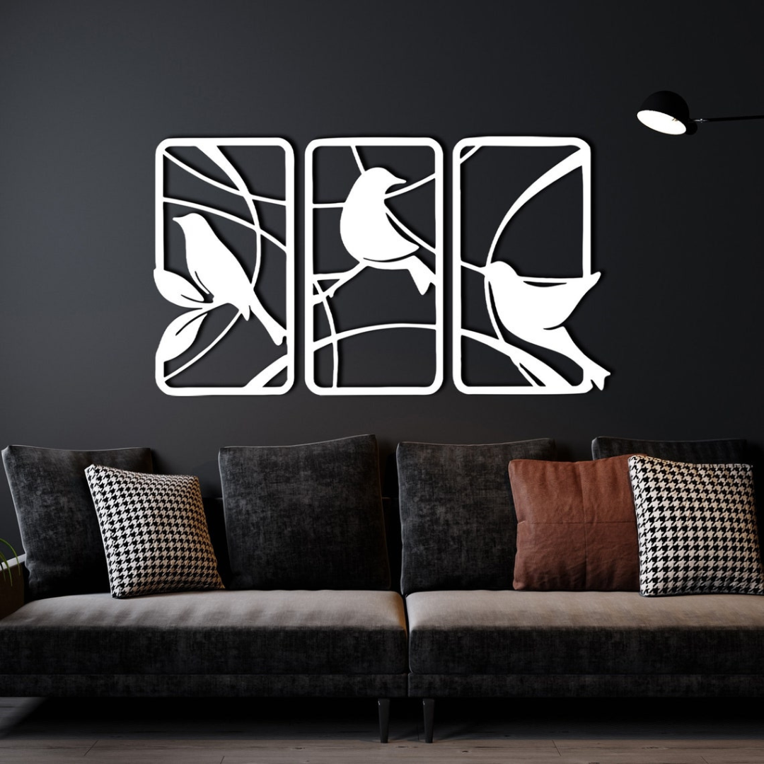 Arcdew Acrylic Birds Wall Art – 3D DIY Home Decoration in UAE silver