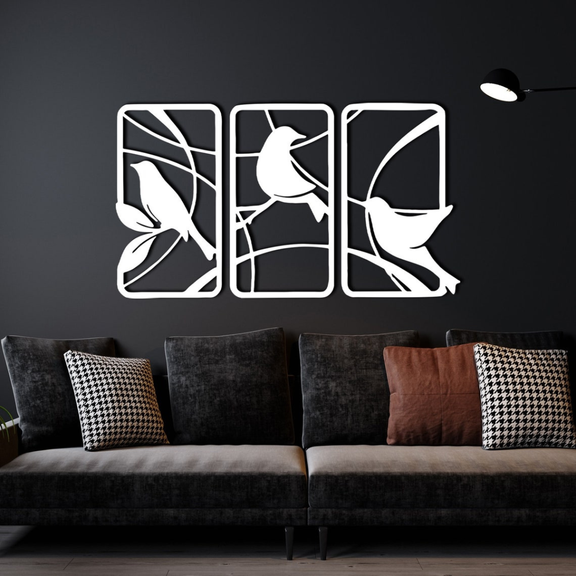 Arcdew Acrylic Birds Wall Art – 3D DIY Home Decoration in UAE silver