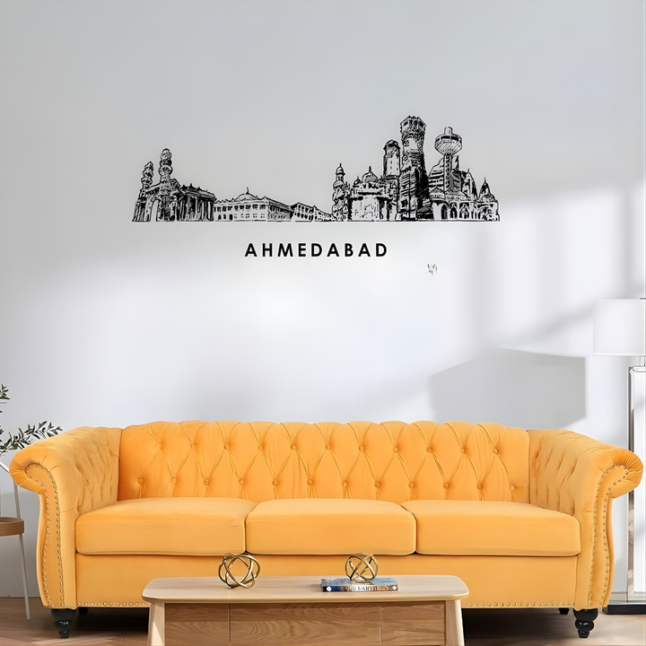 Arcdew - Acrylic Black Ahmedabad Skyline Wall Art for Home Decor | Acrylic