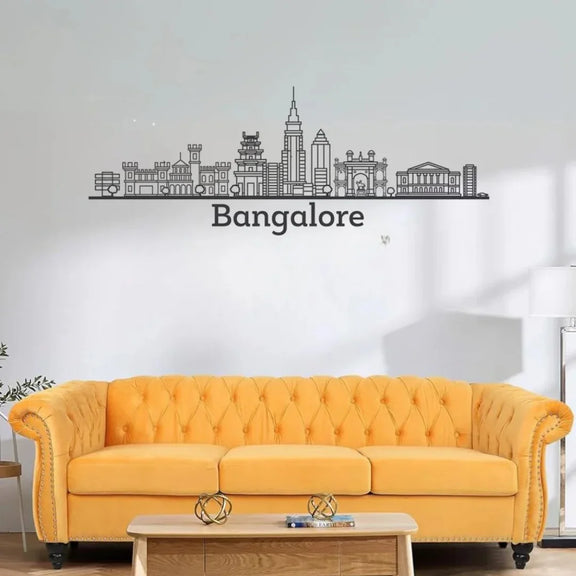Bangalore Skyline Wall Art Black