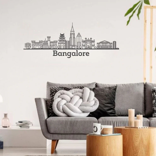 Acrylic Black Bangalore Skyline Wall Art for Home Decor