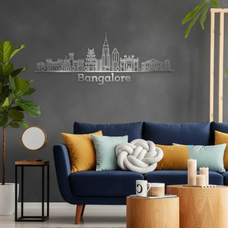 Bangalore Skyline Wall Art Silver