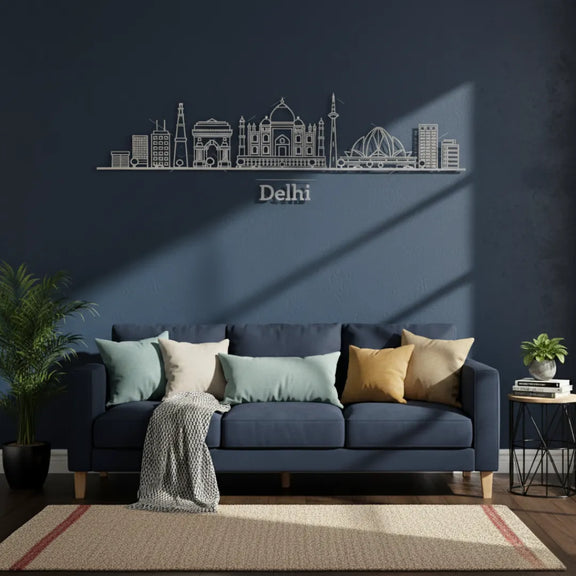 Dehli Skyline Wall Art Silver