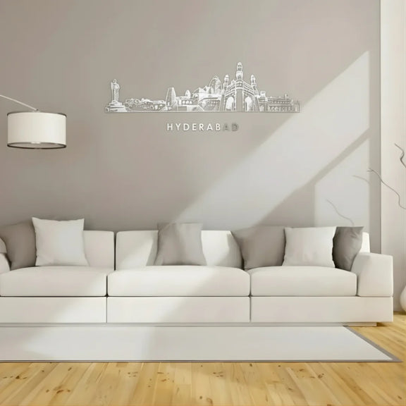 Hyderabad Skyline Wall Art Silver