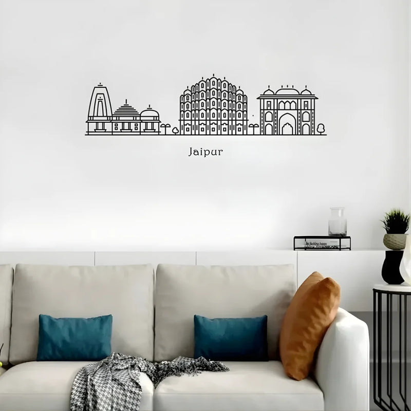 Jaipur Skyline Wall Art Black