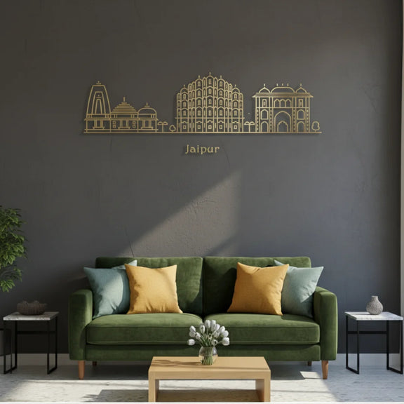 Jaipur Skyline Wall Art Gold