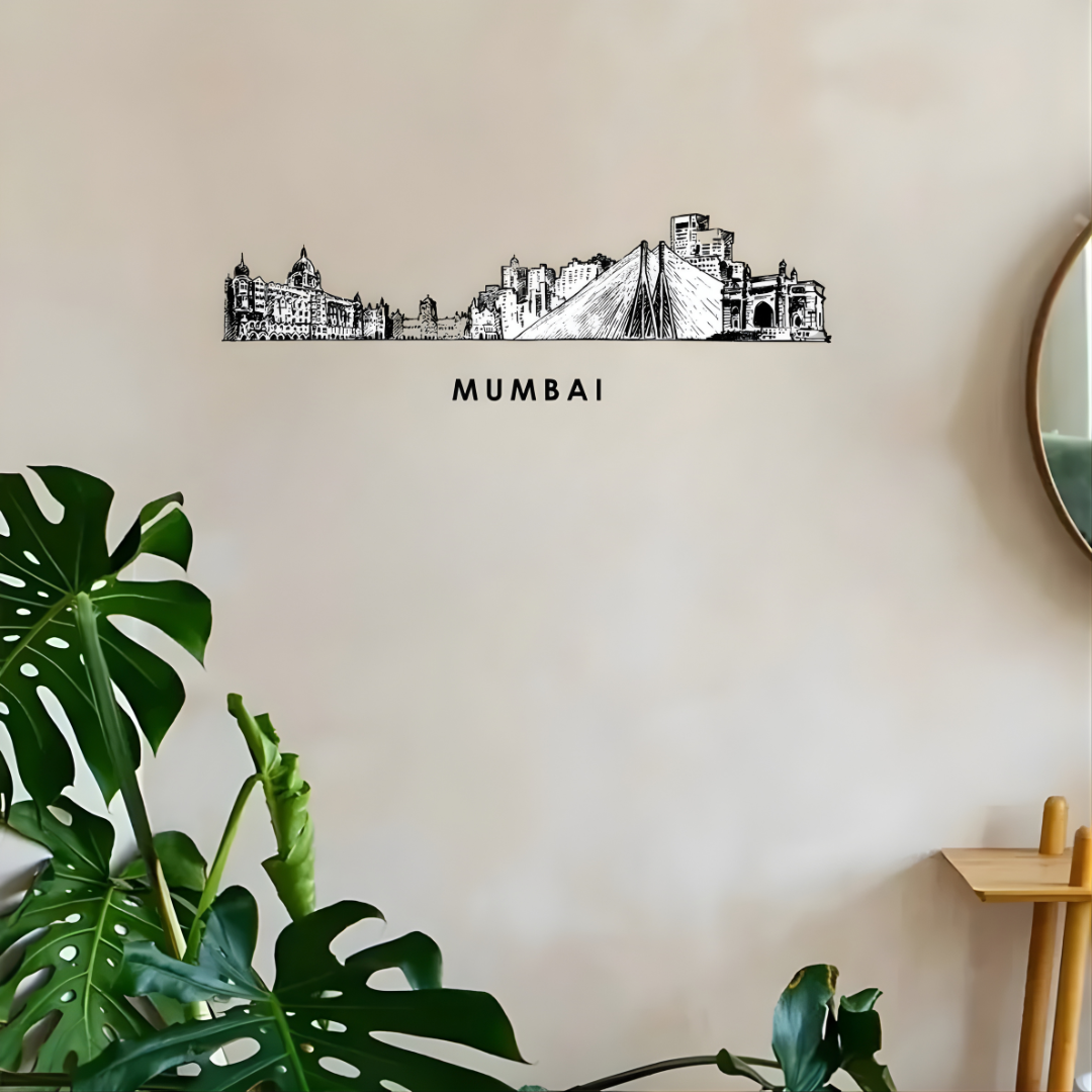 Arcdew Acrylic Black Mumbai Skyline Wall Art for Home Decor - arcdew.com - Arcdew branded black acrylic Mumbai skyline wall art with special detailed cityscape design.