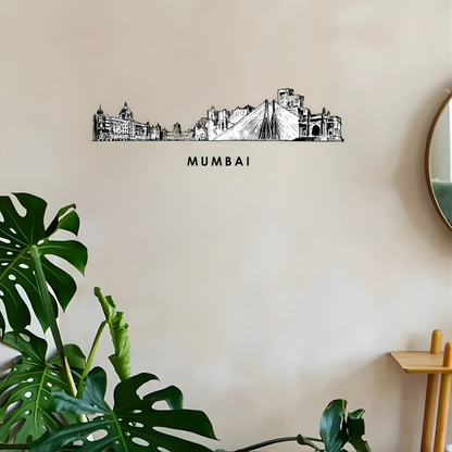 Arcdew Acrylic Black Mumbai Skyline Wall Art for Home Decor - arcdew.com - Arcdew branded black acrylic Mumbai skyline wall art with special detailed cityscape design.