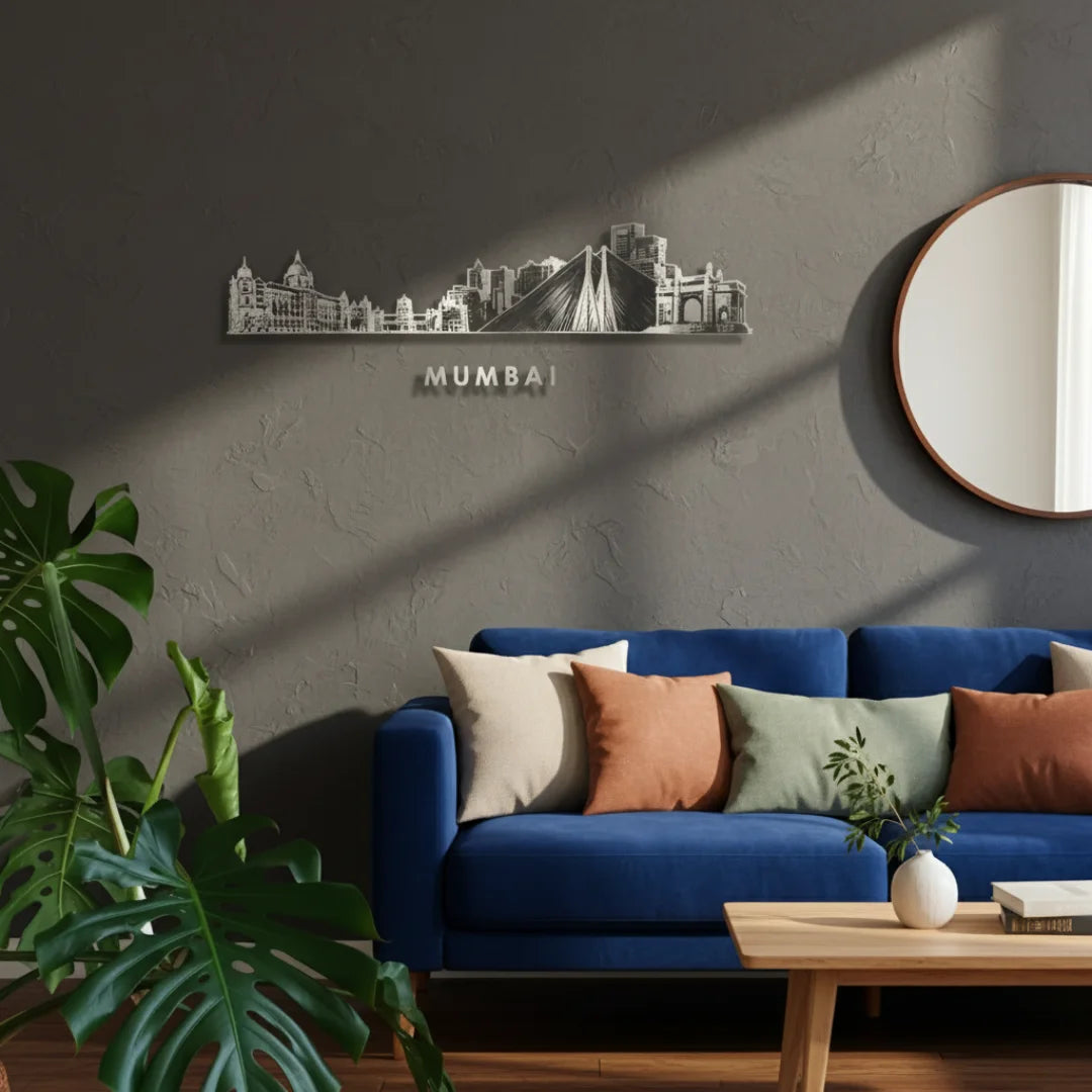 Mumbai Skyline Wall Art Silver