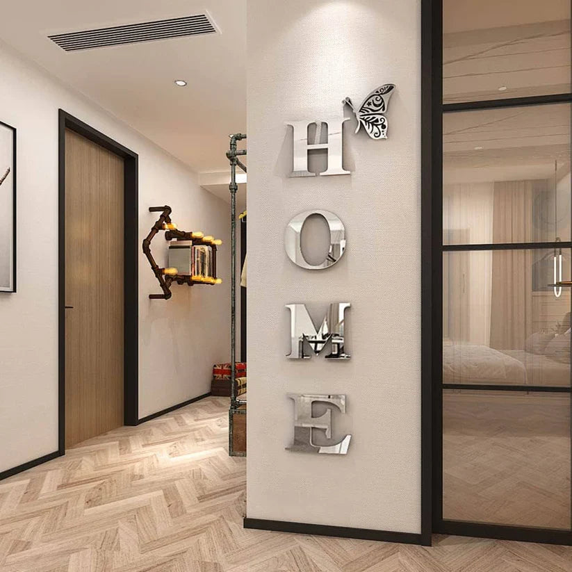 Arcdew Acrylic HOME Wall Sign | Mirror Letter Wall Decor with Butterflies – UAE