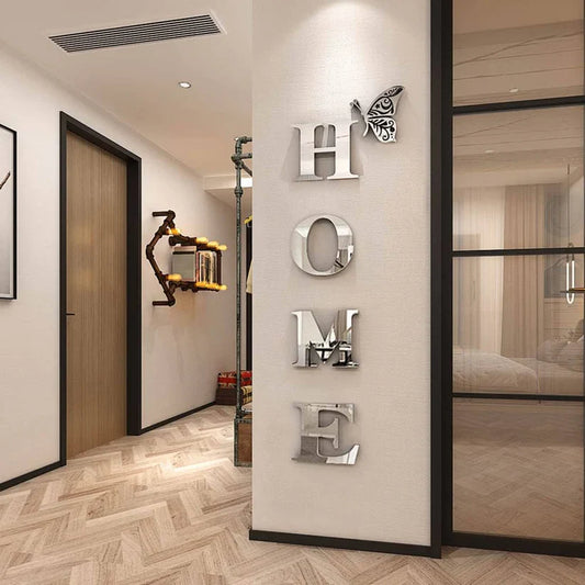 Arcdew Acrylic HOME Wall Sign | Mirror Letter Wall Decor with Butterflies – UAE