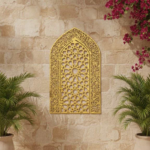 Arcdew Ayatul Kursi Mihrab – Islamic Wall Calligraphy Gold