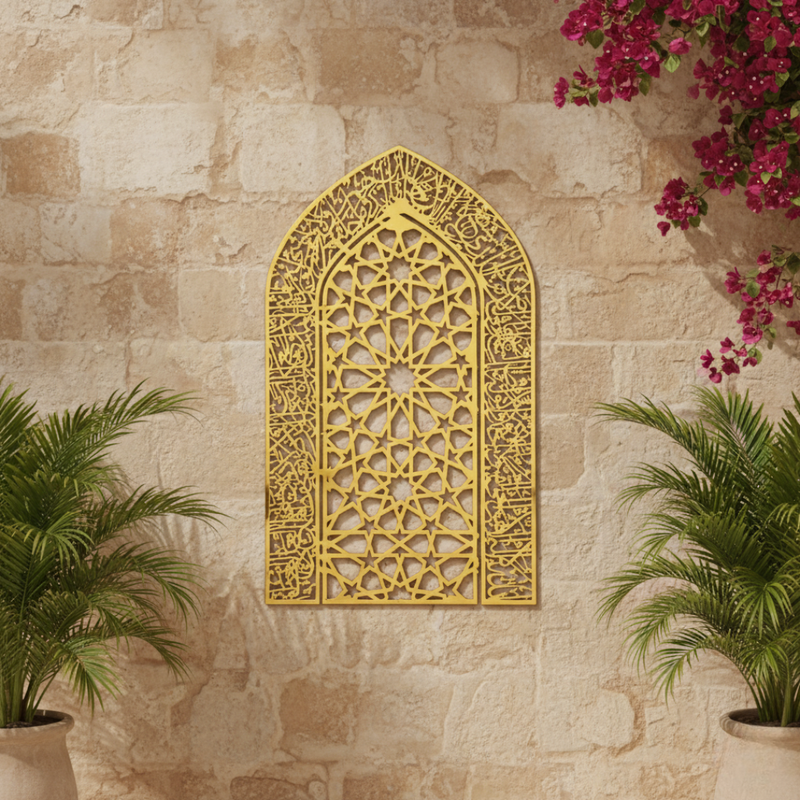 Arcdew Ayatul Kursi Mihrab – Islamic Wall Calligraphy Gold