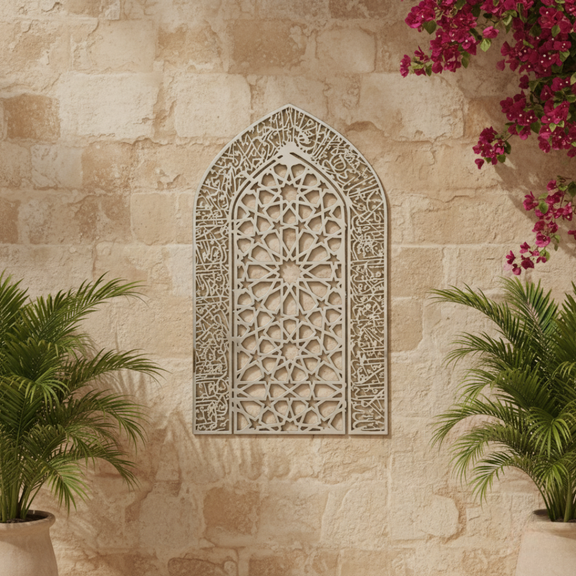 Arcdew Ayatul Kursi Mihrab – Islamic Wall Calligraphy silver