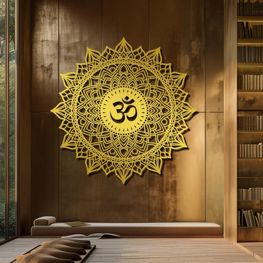 Lotus Mandala Om Acrylic Wall Art Gold