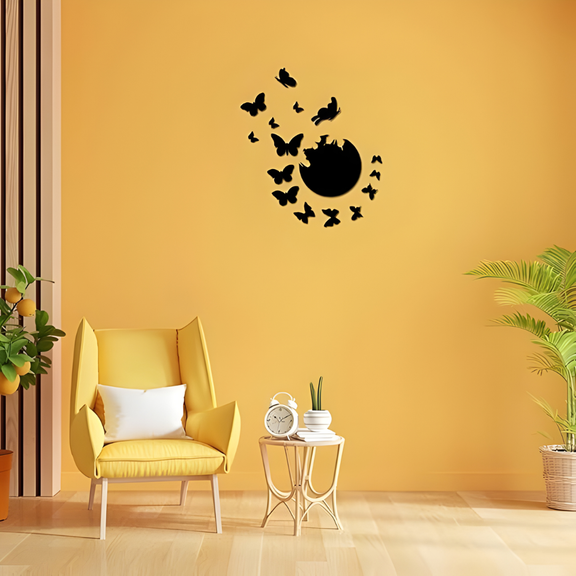 Arcdew Butterfly Decoration Mirror | 3D Acrylic Wall Art in UAE Black