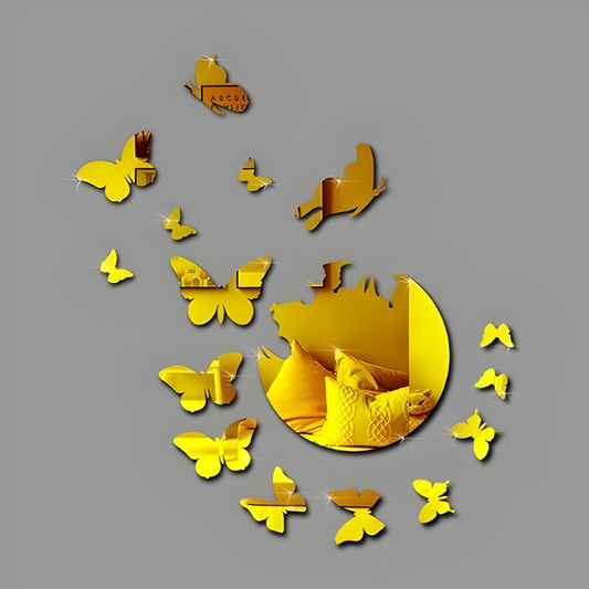 Arcdew Butterfly Decoration Mirror | 3D Acrylic Wall Art in UAE Gold