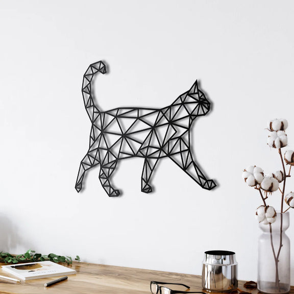Cat Walking Wall Art Black 1