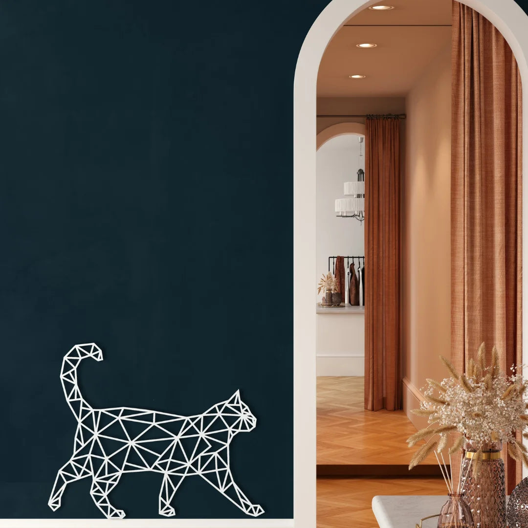 Cat Walking Wall Art Silver