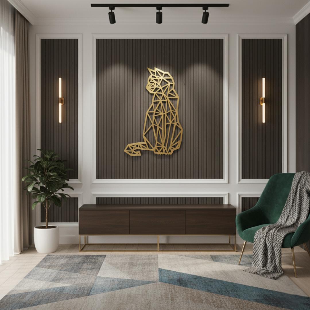 Arcdew Cat Wall Art | 3D Acrylic Home Wall Décor in UAE gold