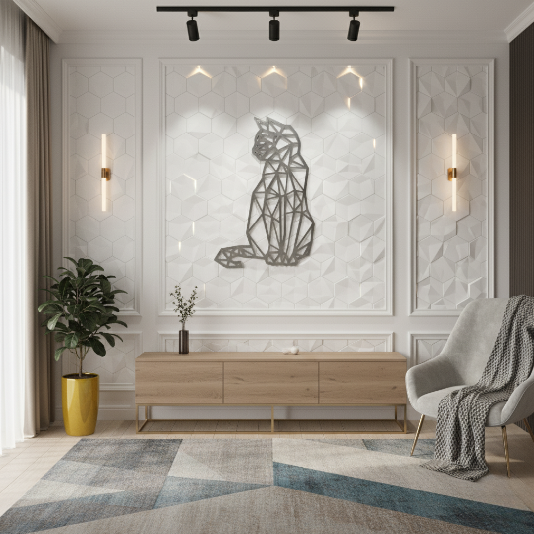 Arcdew Cat Wall Art | 3D Acrylic Home Wall Décor in UAE silver