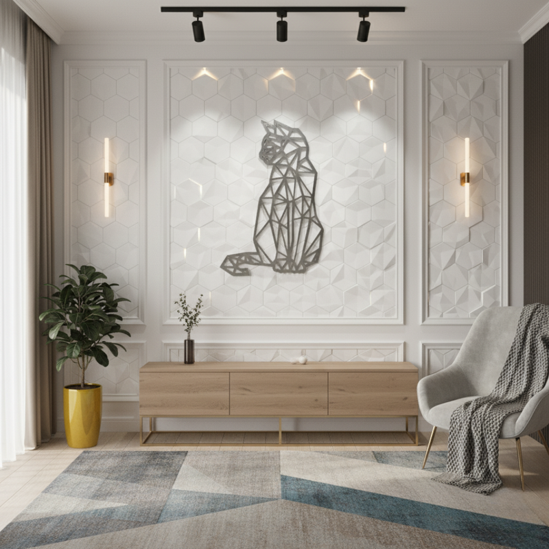 Arcdew Cat Wall Art | 3D Acrylic Home Wall Décor in UAE silver