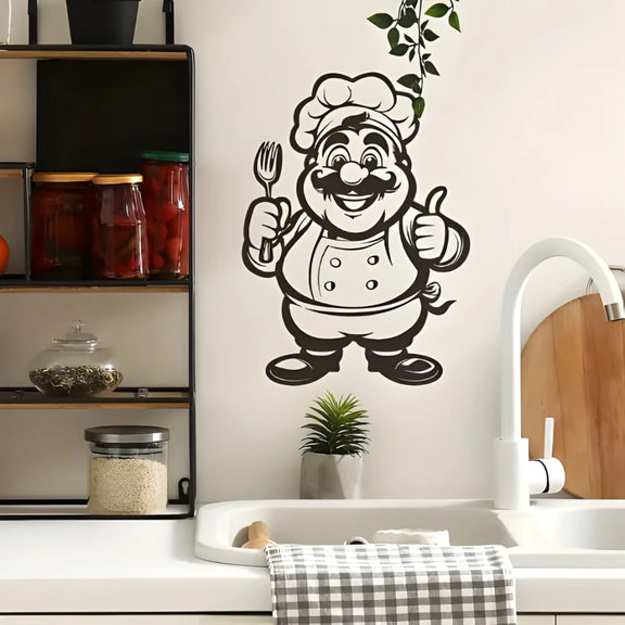 Chef With Fork Kitchen Black
