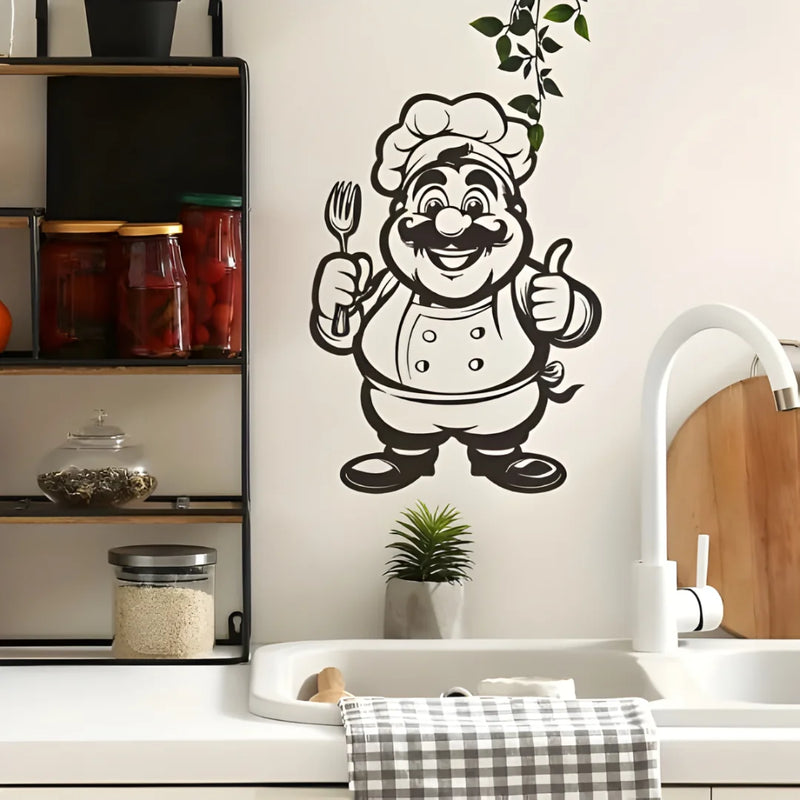 Chef With Fork Kitchen Black