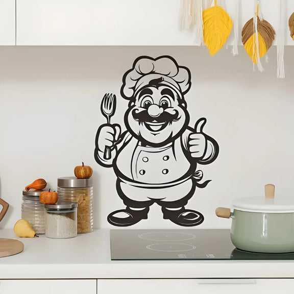 Chef With Fork Kitchen Black 1