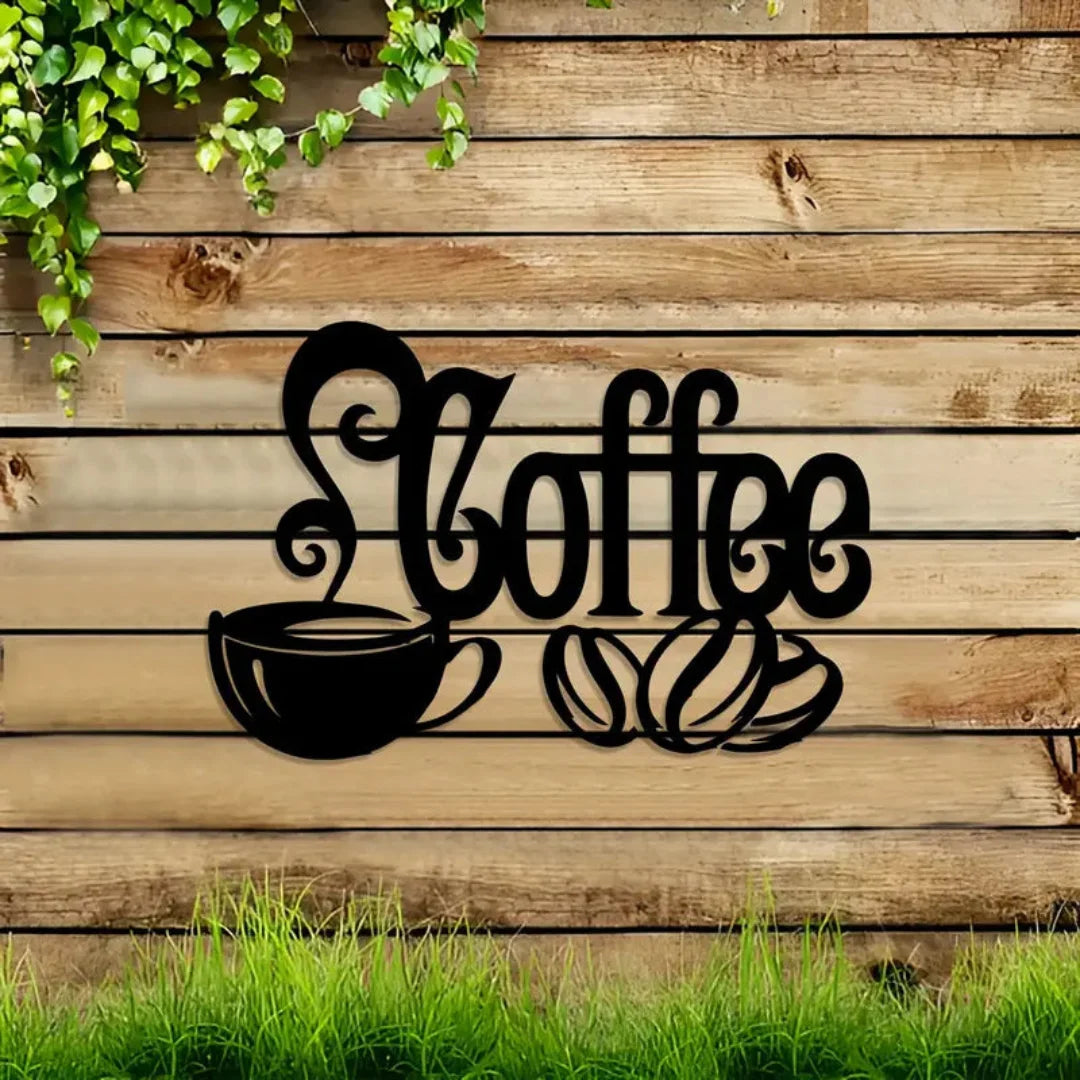 Coffee & Cup Acrylic Kitchen Wall Decor Black 1