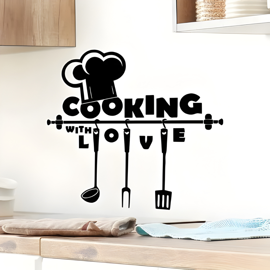 Arcdew "Cook With Love" Kitchen Wall Decal | Home & Restaurant Acrylic Wall Decor..