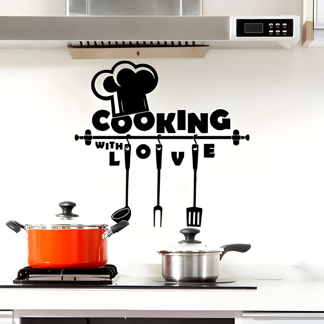 Arcdew "Cook With Love" Kitchen Wall Decal | Home & Restaurant Acrylic Wall Decor