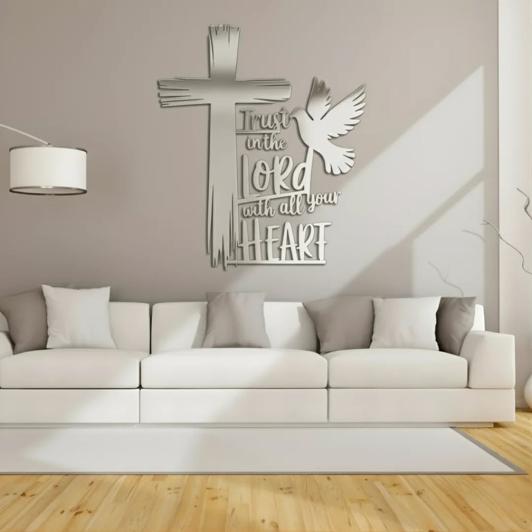 Cross, Dove & Bible Quote Silver