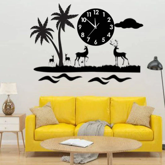 Arcdew Deer in Desert 3D Acrylic Wall Clock | Modern Home Wall Decor – UAE