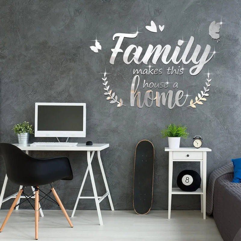 Family Quote Acrylic Wall Décor Silver