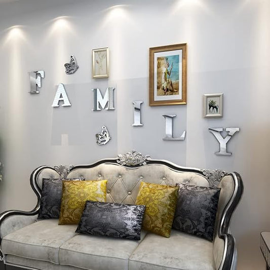 Arcdew Family Sign Acrylic 3D Mirror Wall Décor | Silver Mirror Wall Art in UAE