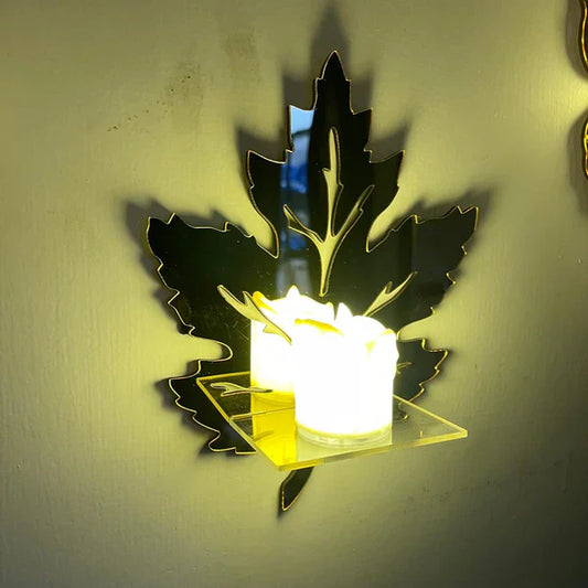 Arcdew Golden Leaves Acrylic DIY Mini Shelves | 6"x6" Decorative Wall Décor in UAE