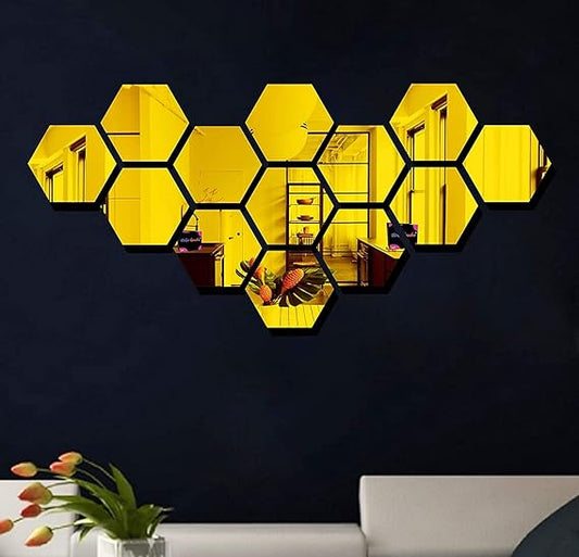Arcdew Hexagon 3D Acrylic Mirror | Modern Wall Decoration for Home & Office in UAE