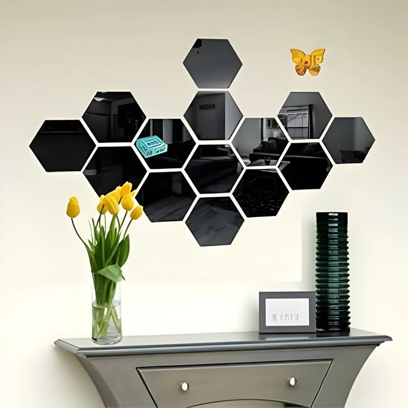 Hexagon 3D Acrylic Mirror Black