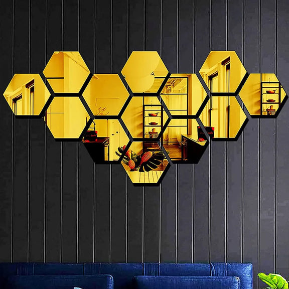 Hexagon 3D Acrylic Mirror Gold